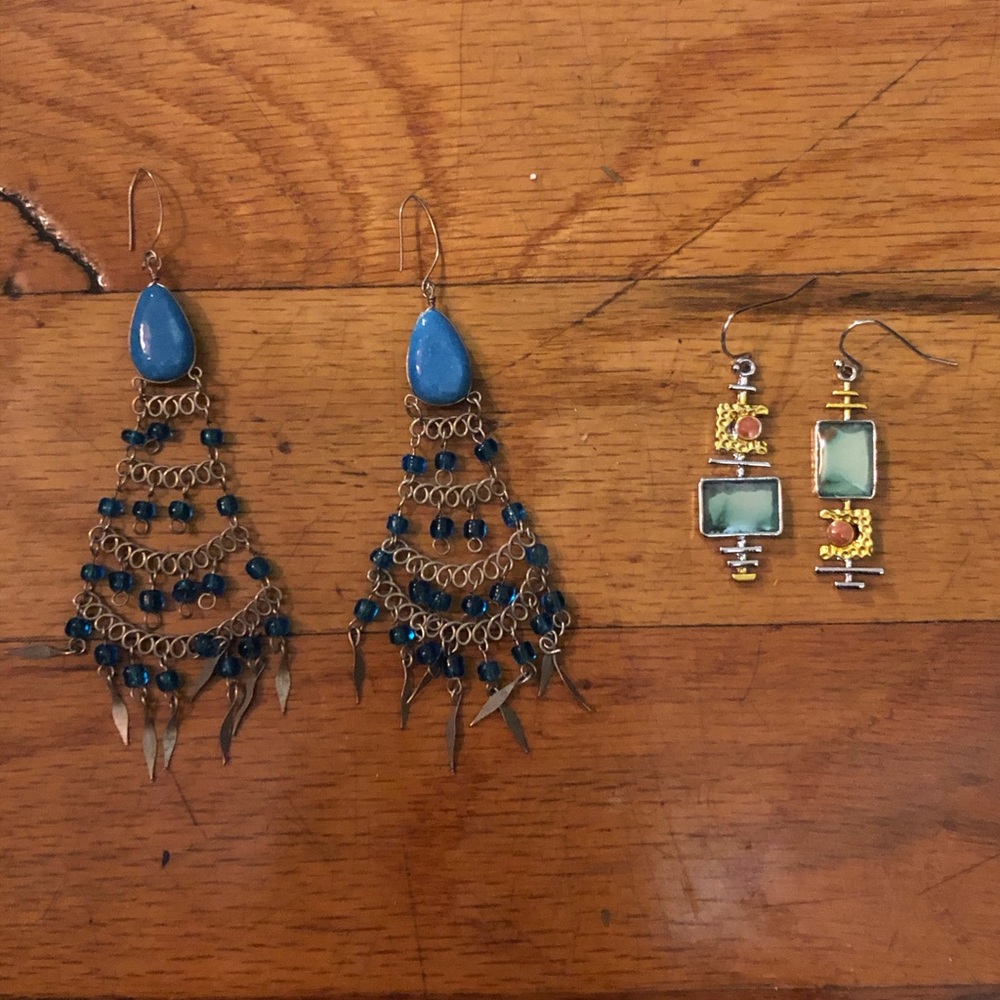 Chandelier earrings dangle pierced vintage boho 2